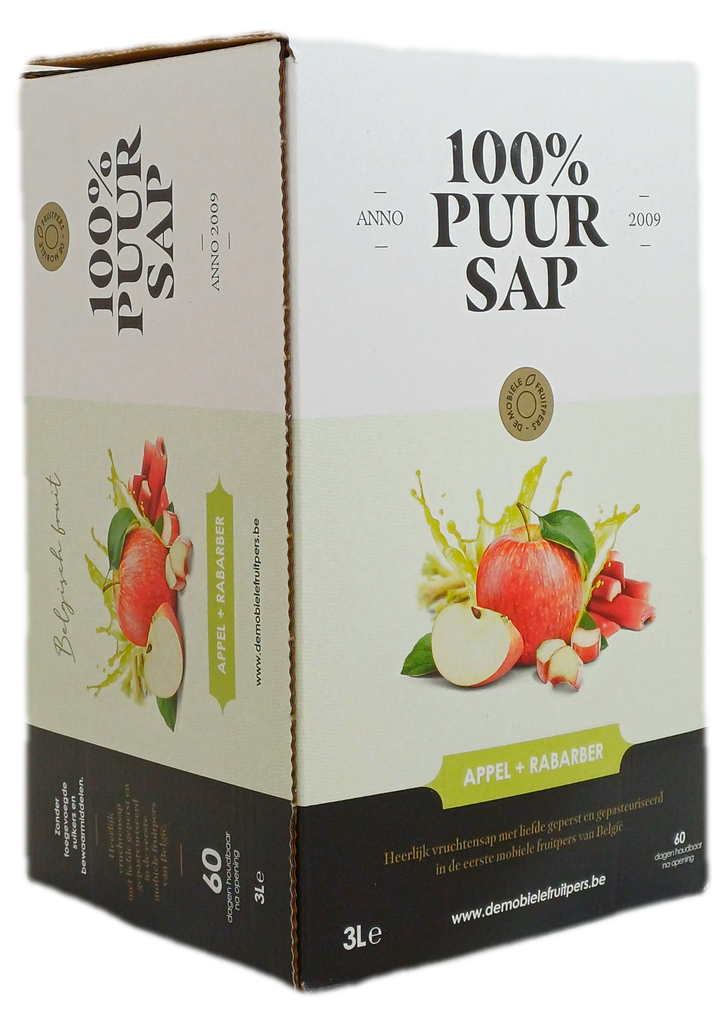 Mobiele fruitpers: Appelsap Rabarber 3l
