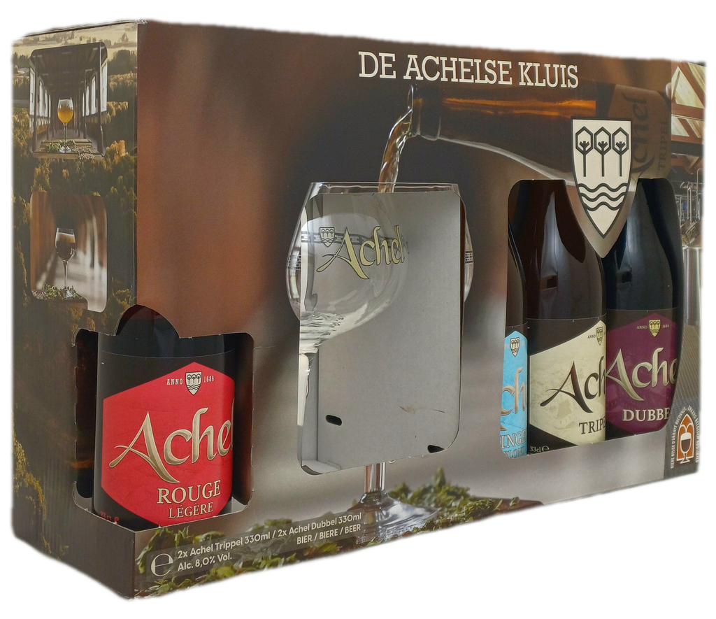 Giftpack Achel 4x33cl + Glas