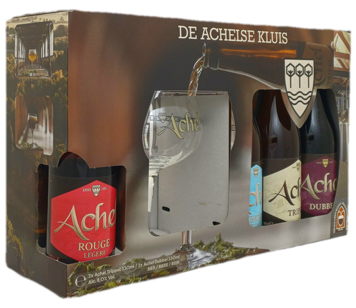 Giftpack Achel 4x33cl + Glas
