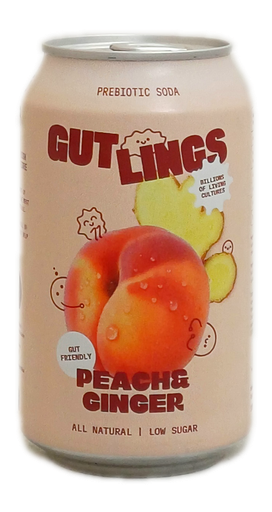 Gutlings Prebiotic soda Peach ginger 33cl